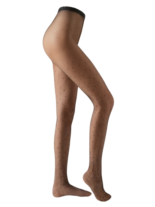 Meia-Calça Arrastão Com Strass – Preto