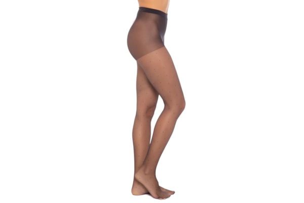 Meia-Calça Clássica Poá Fio 15 - Preto