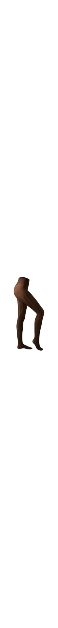 Meia-Calça Com Cashmere e Efeito Trançado - Marrom