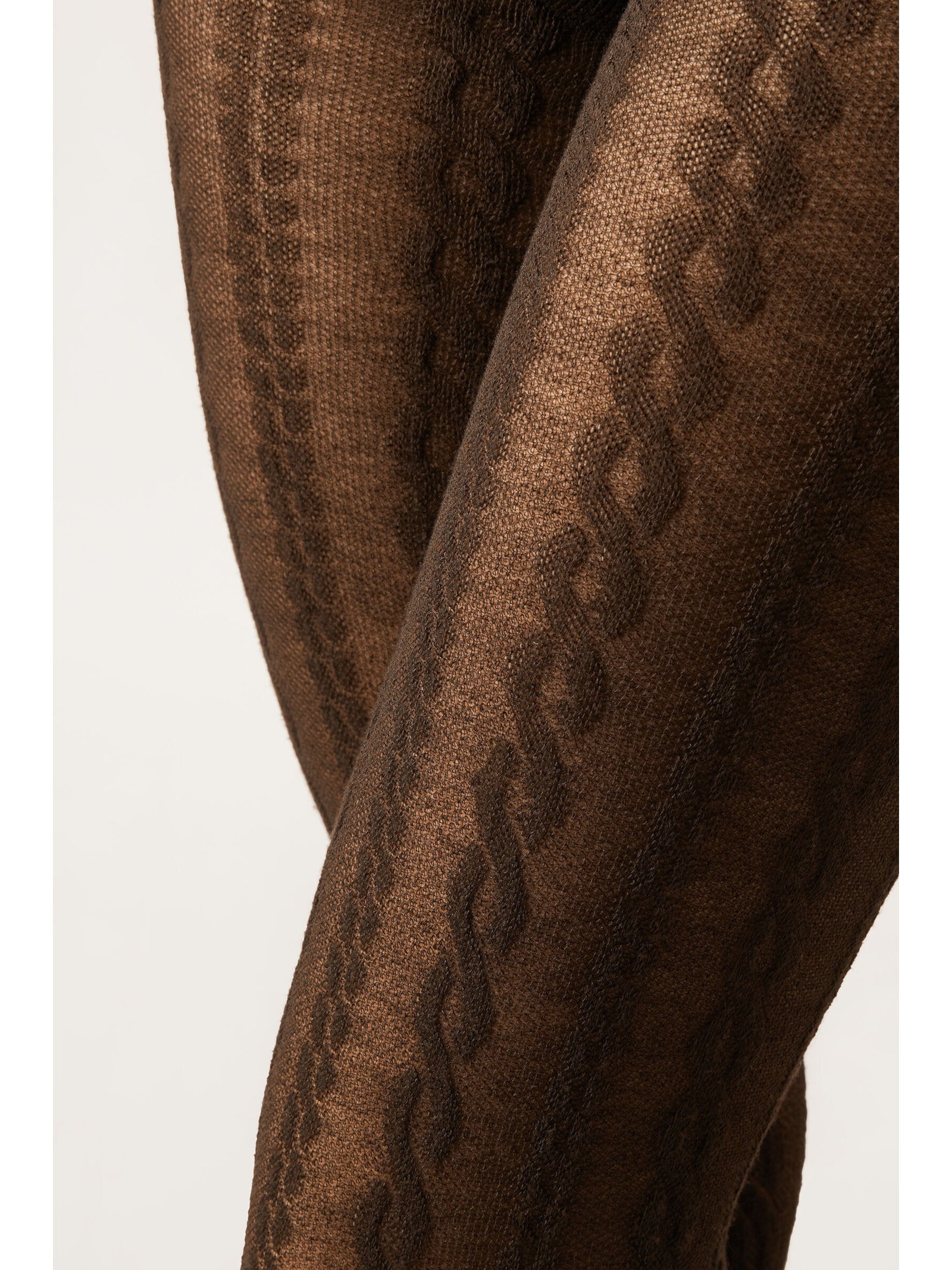 Meia-Calça Com Cashmere e Efeito Trançado Marrom Calzedonia