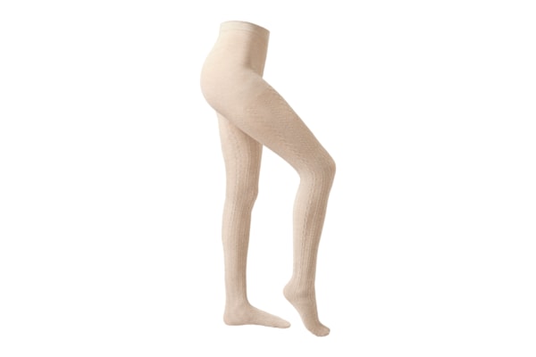 Meia-Calça Com Cashmere e Efeito Trançado - Off-White