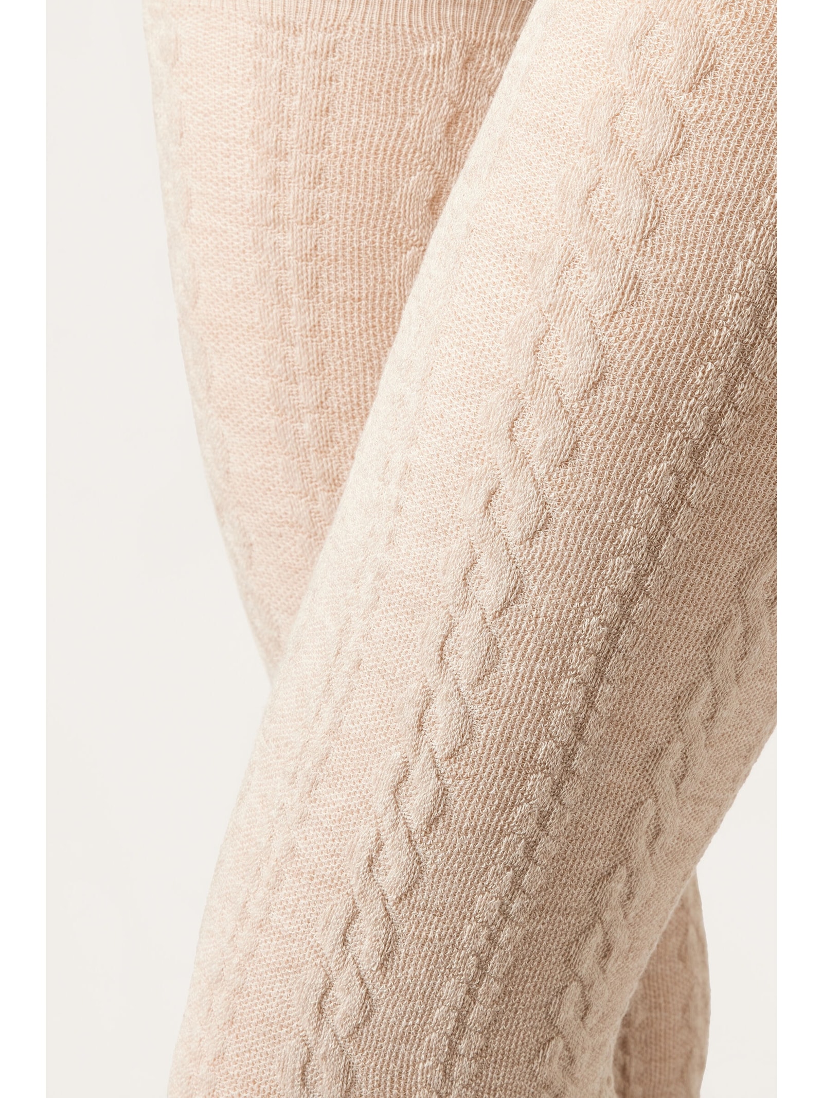Meia-Calça Com Cashmere e Efeito Trançado Off-White Calzedonia