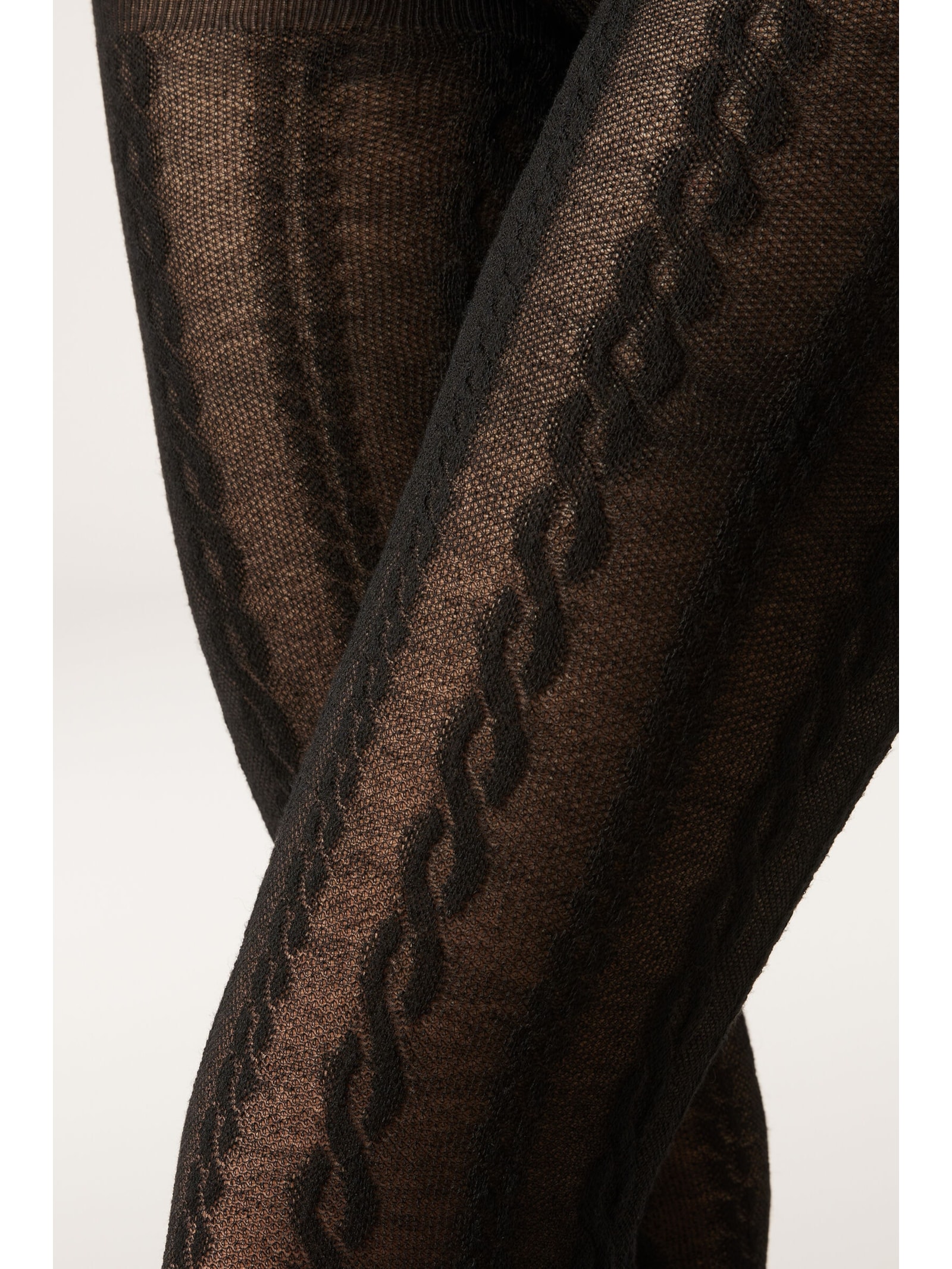 Meia-Calça Com Cashmere e Efeito Trançado Preto Calzedonia