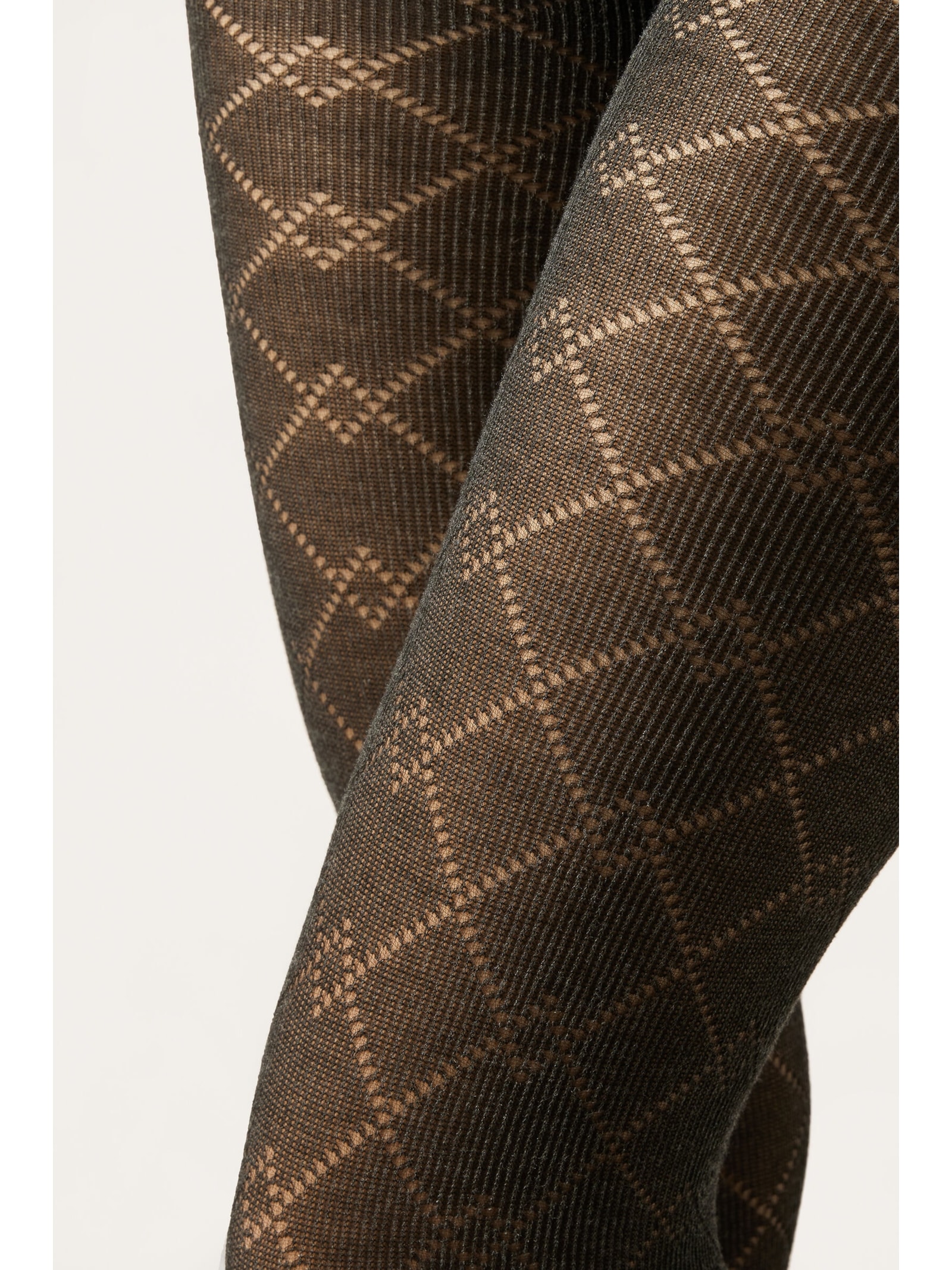 Meia-Calça Com Cashmere e Padrão De Losangos Preto Calzedonia