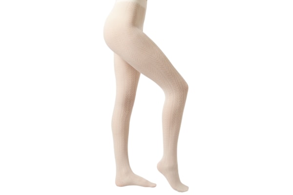 Meia-Calça Com Cashmere e Padrão Geométrico - Off-White