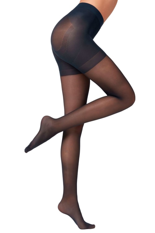 Meia Calça Com Compressão Graduada Transparente Fio 30 Efeito Modelador Total Premium – Azul