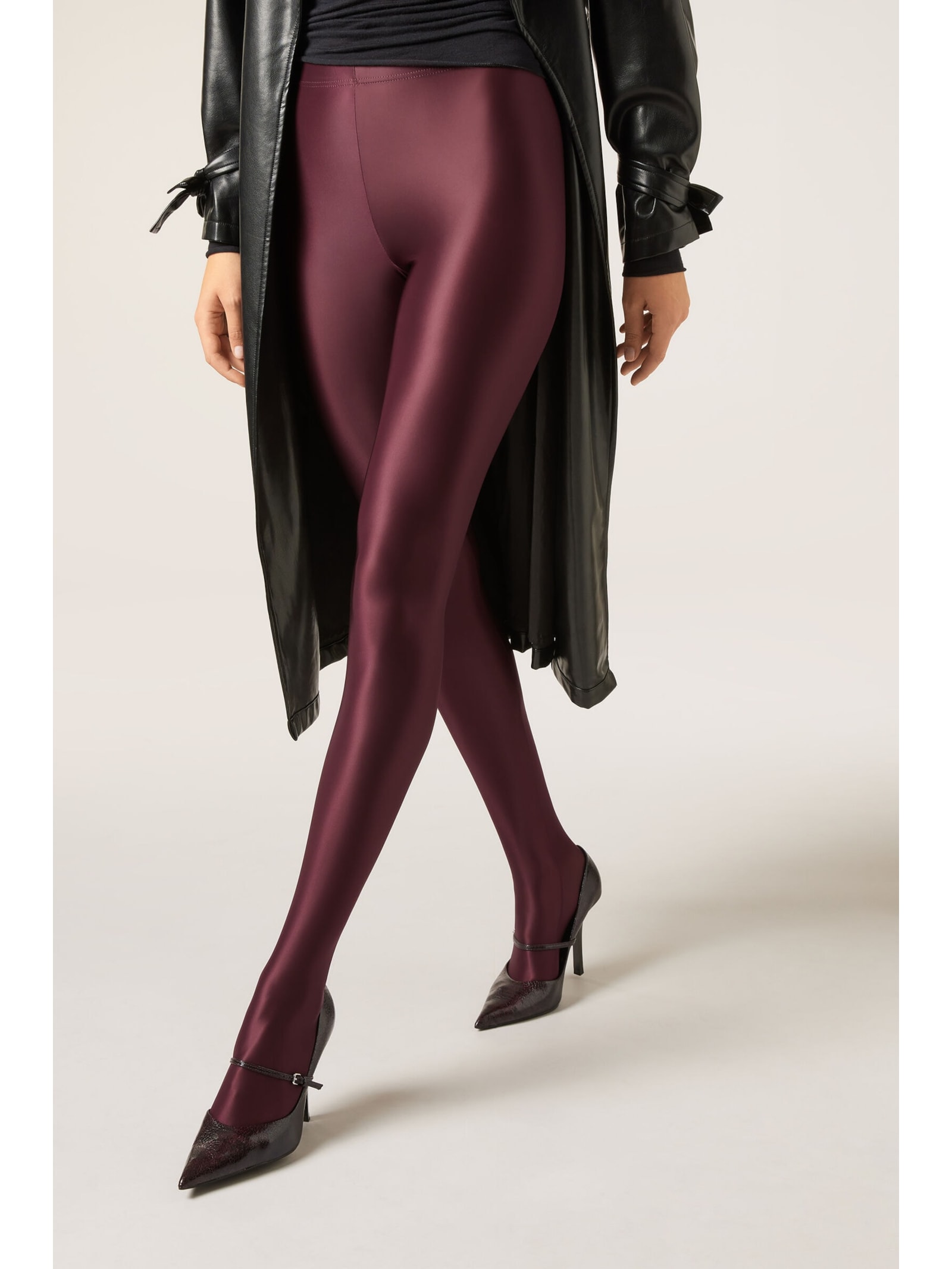 Meia-Calça Com Efeito Acetinado Bordô Calzedonia