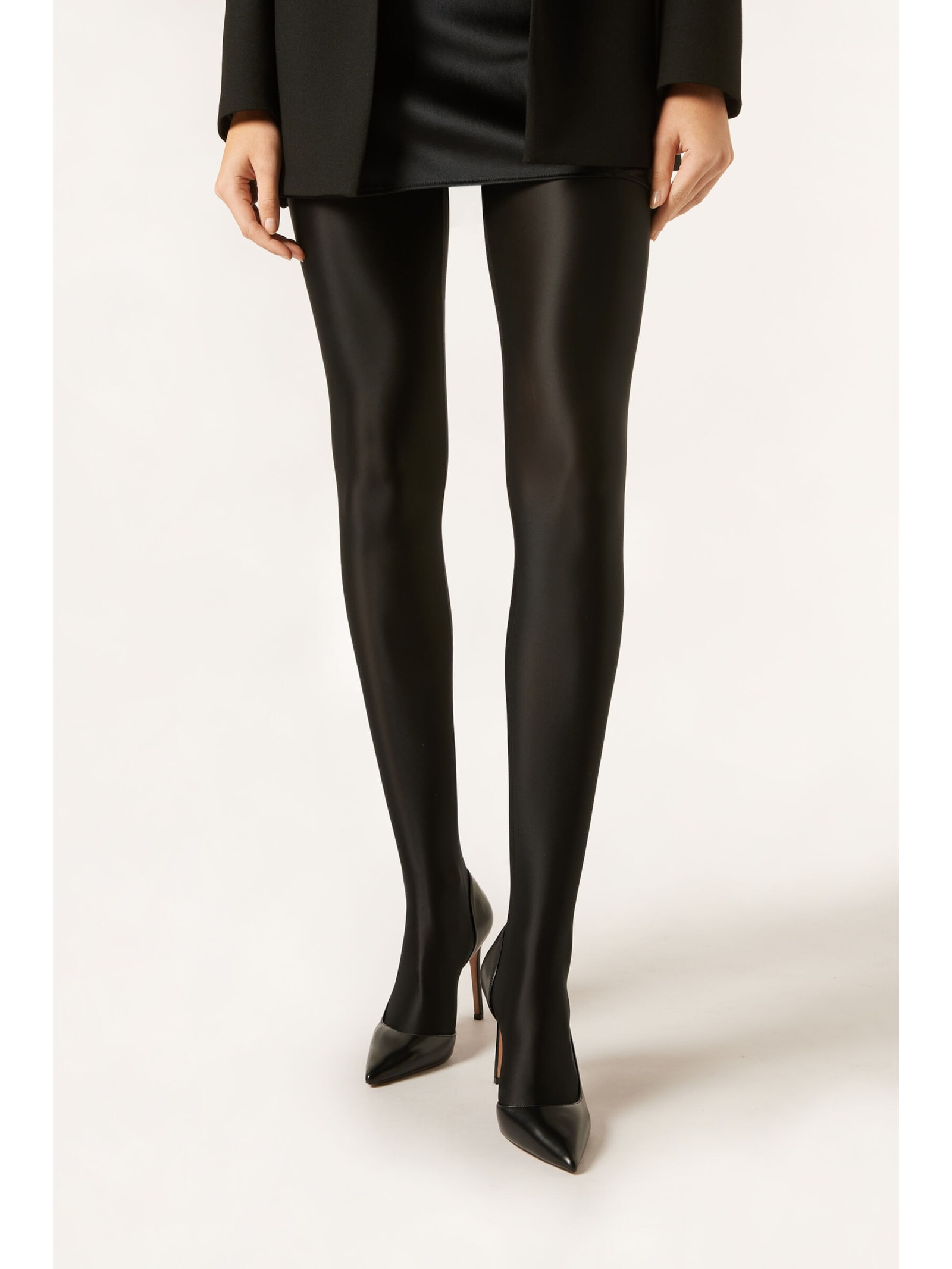 Meia-Calça Com Efeito Acetinado Preto Calzedonia