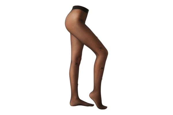 Meia-Calça Com Laços Fio 30 - Preto
