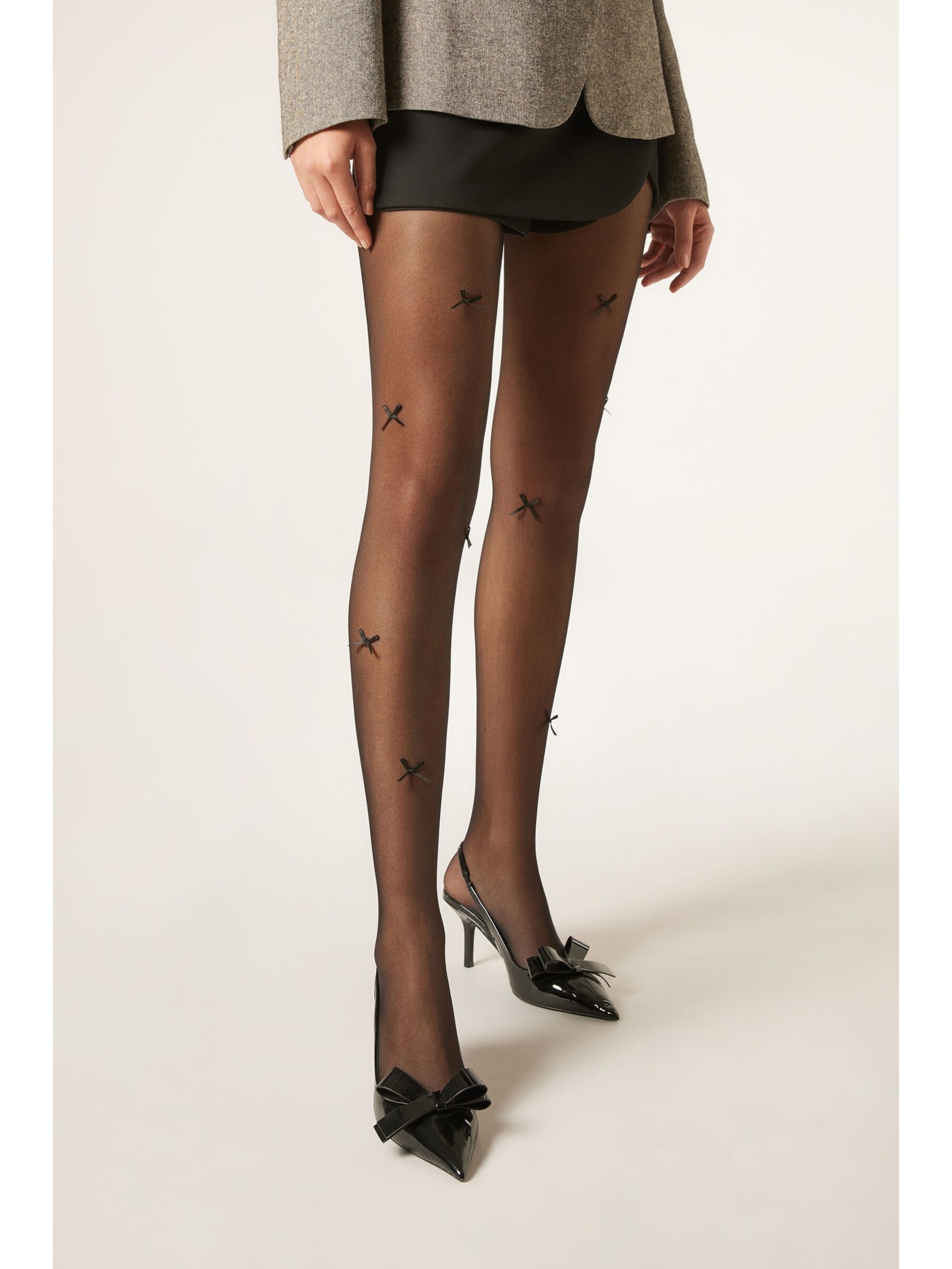 Meia-Calça Com Laços Fio 30 Preto Calzedonia