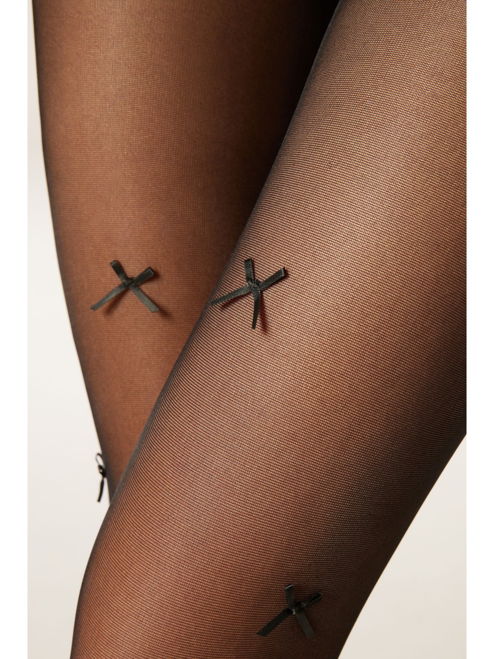 Meia-Calça Com Laços Fio 30 Preto Calzedonia