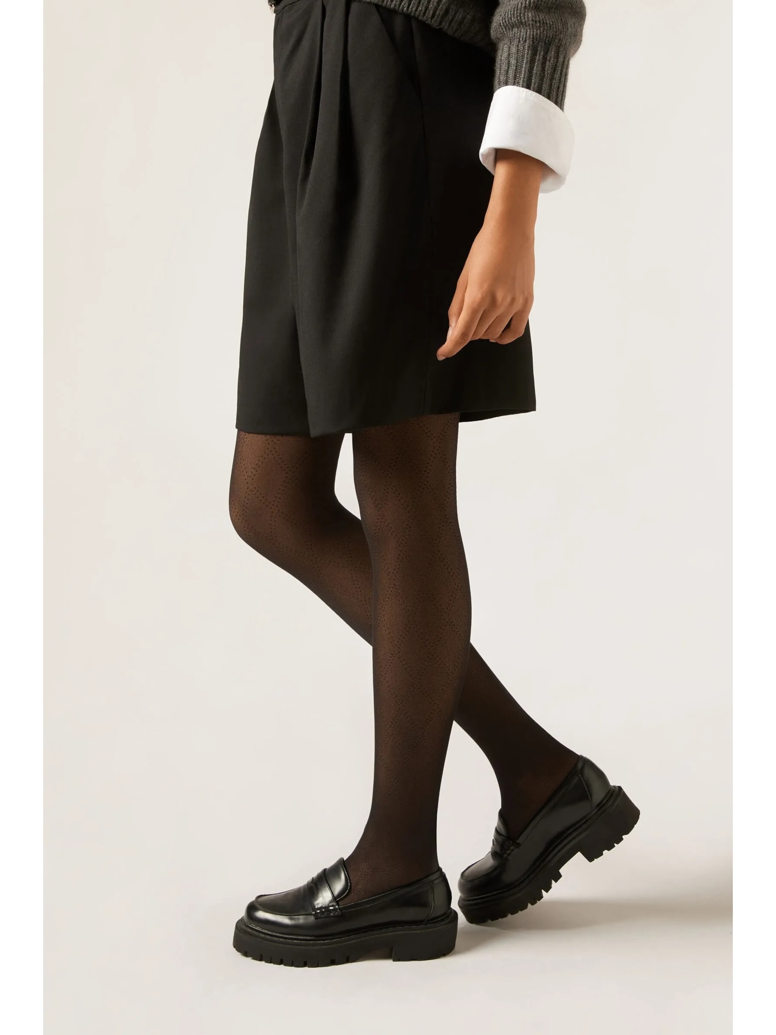 Meia-Calça Com Losangos e Poás Preto Calzedonia