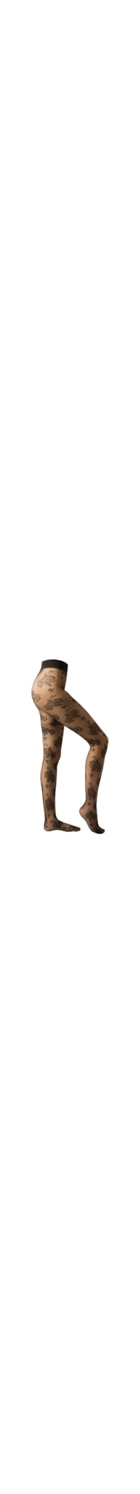 Meia-Calça Com Padrão Floral - Bordô