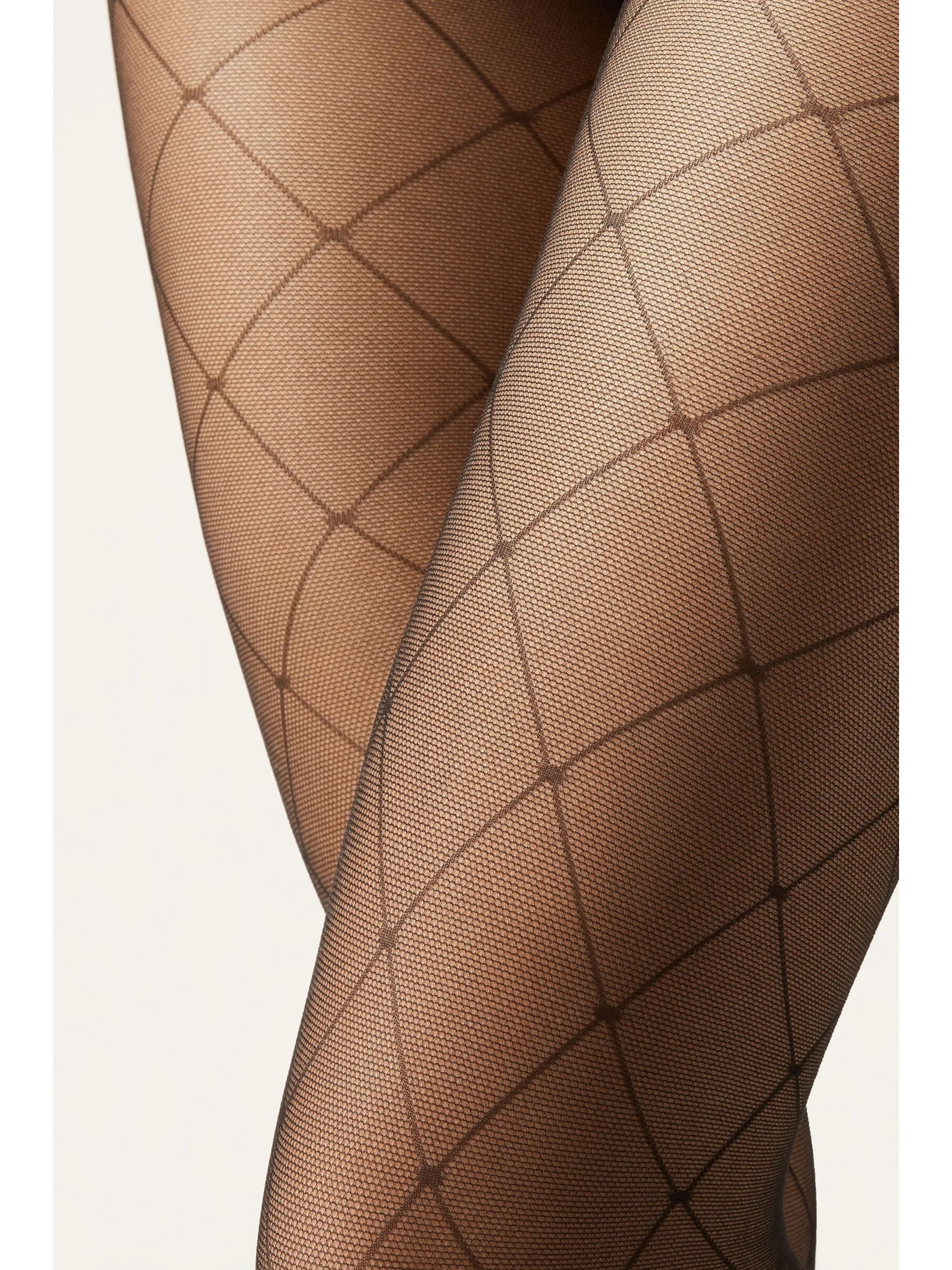 Meia-Calça Com Padrão Geométrico De Losangos Preto Calzedonia