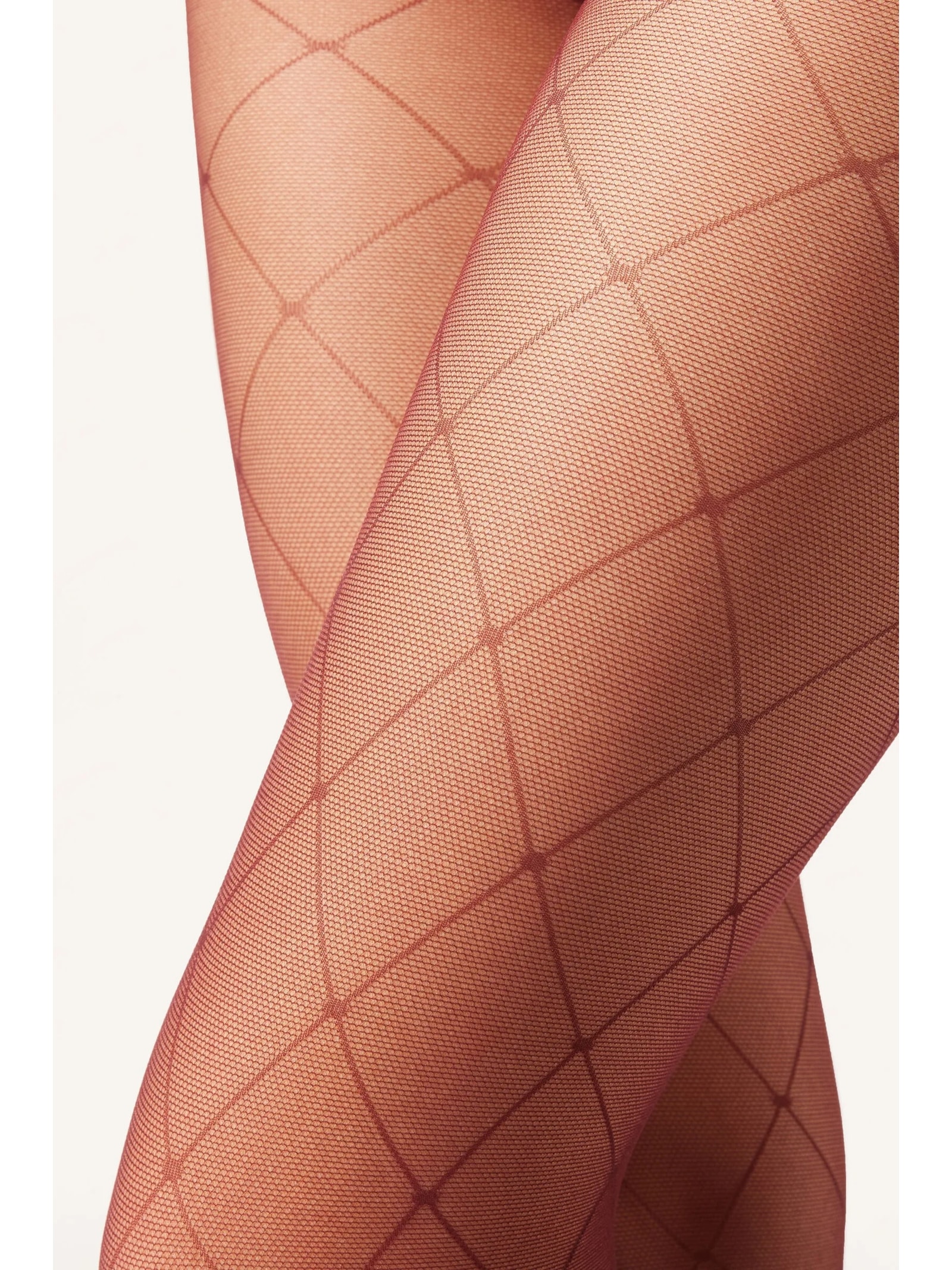 Meia-Calça Com Padrão Geométrico De Losangos Vermelho Calzedonia