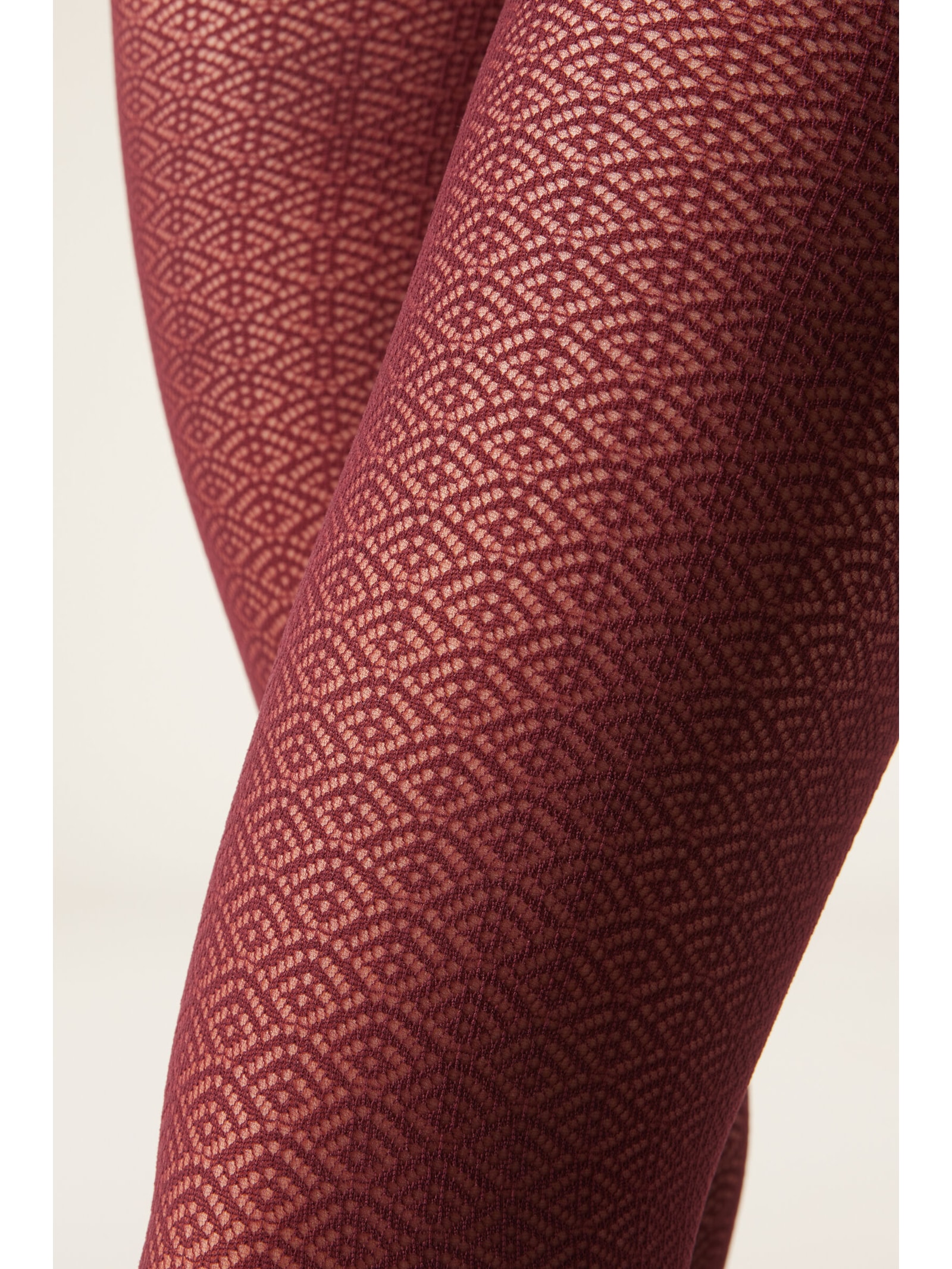 Meia-Calça Com Padrão Geométrico Fio 50 Vermelho Calzedonia