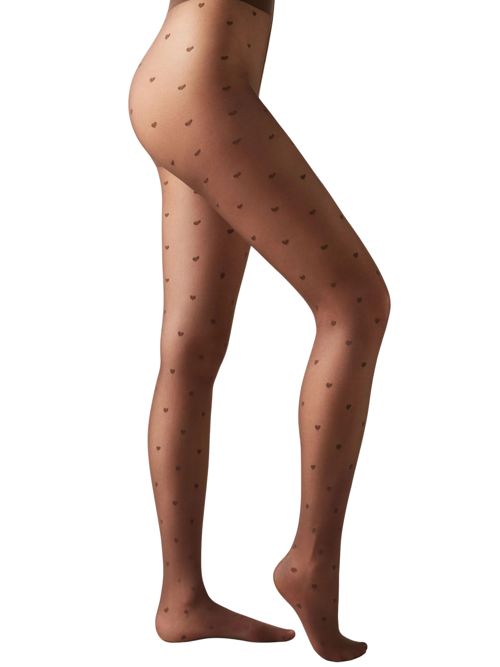 Meia-Calça Com Poás De Corações Fio 30 Marrom Calzedonia
