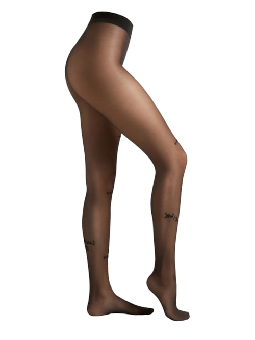 Meia-Calça Efeito Tatuagem Fio 30 – Preto