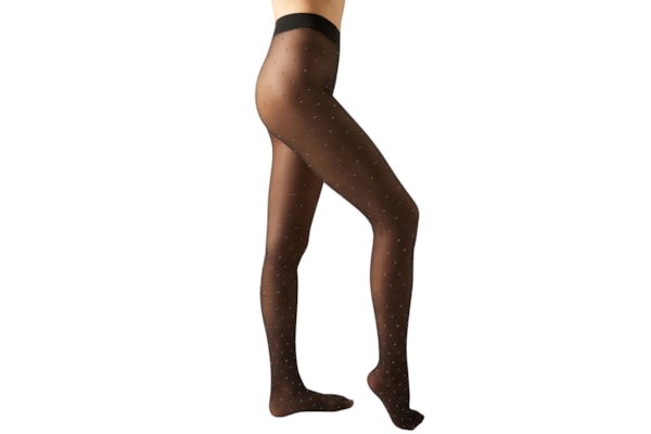 Meia-Calça Em Poá Degradê - Preto