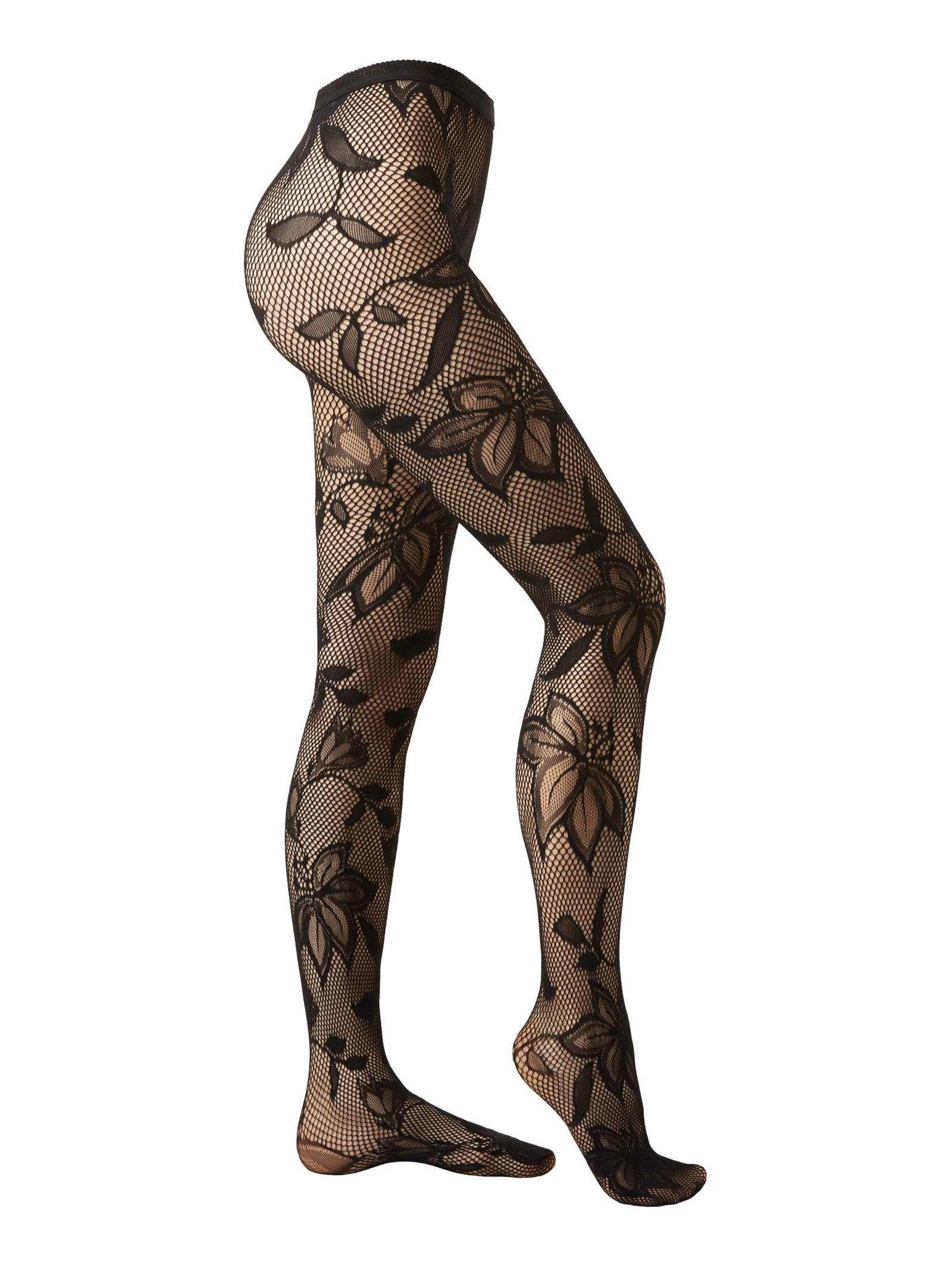 Meia-Calça Em Renda Com Macroflores Preto Calzedonia