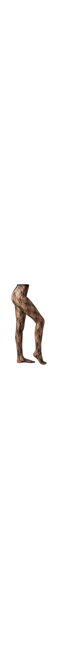 Meia-Calça Em Renda Com Strass - Preto