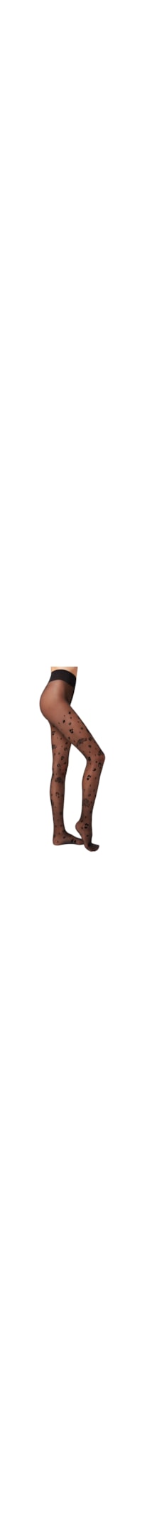 Meia Calça Fio 30 Estampa Leopardo Flock - Preto