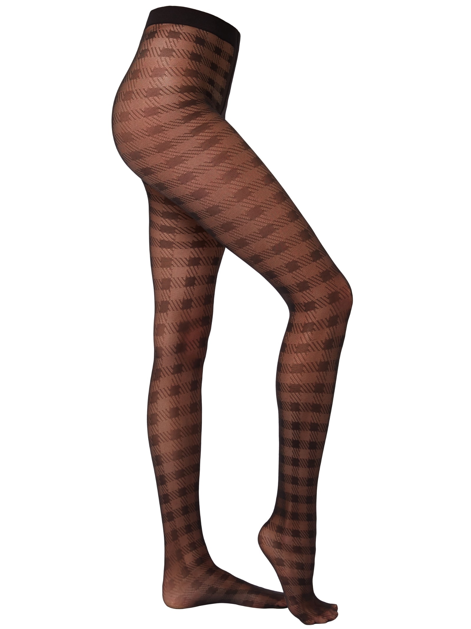 Meia-Calça Fio 50 Com Padrão Tartan Eco Preto Calzedonia