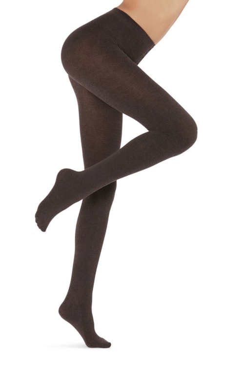 Meia Calça Macios Com Mistura De Modal e Cashmere - Marrom