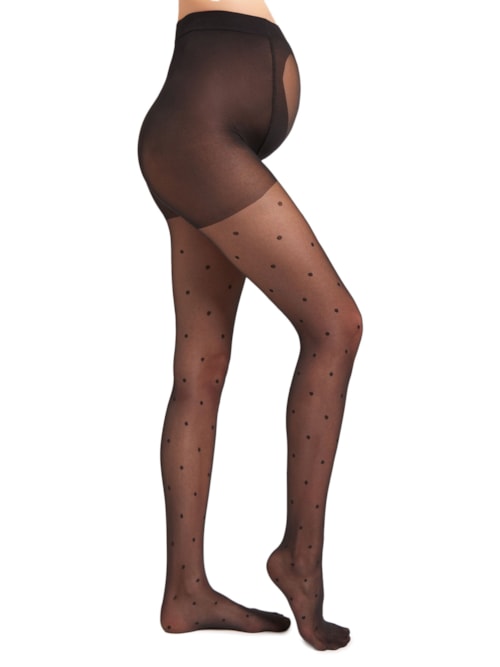 Meia-Calça Maternidade Fio 20 De Poás e Coração – Preto