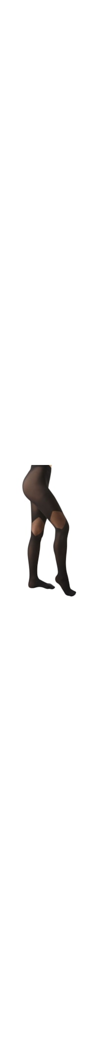 Meia-Calça Opaca Com Detalhes Transparentes - Preto