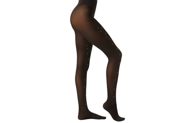 Meia-Calça Opaca Com Strass - Preto