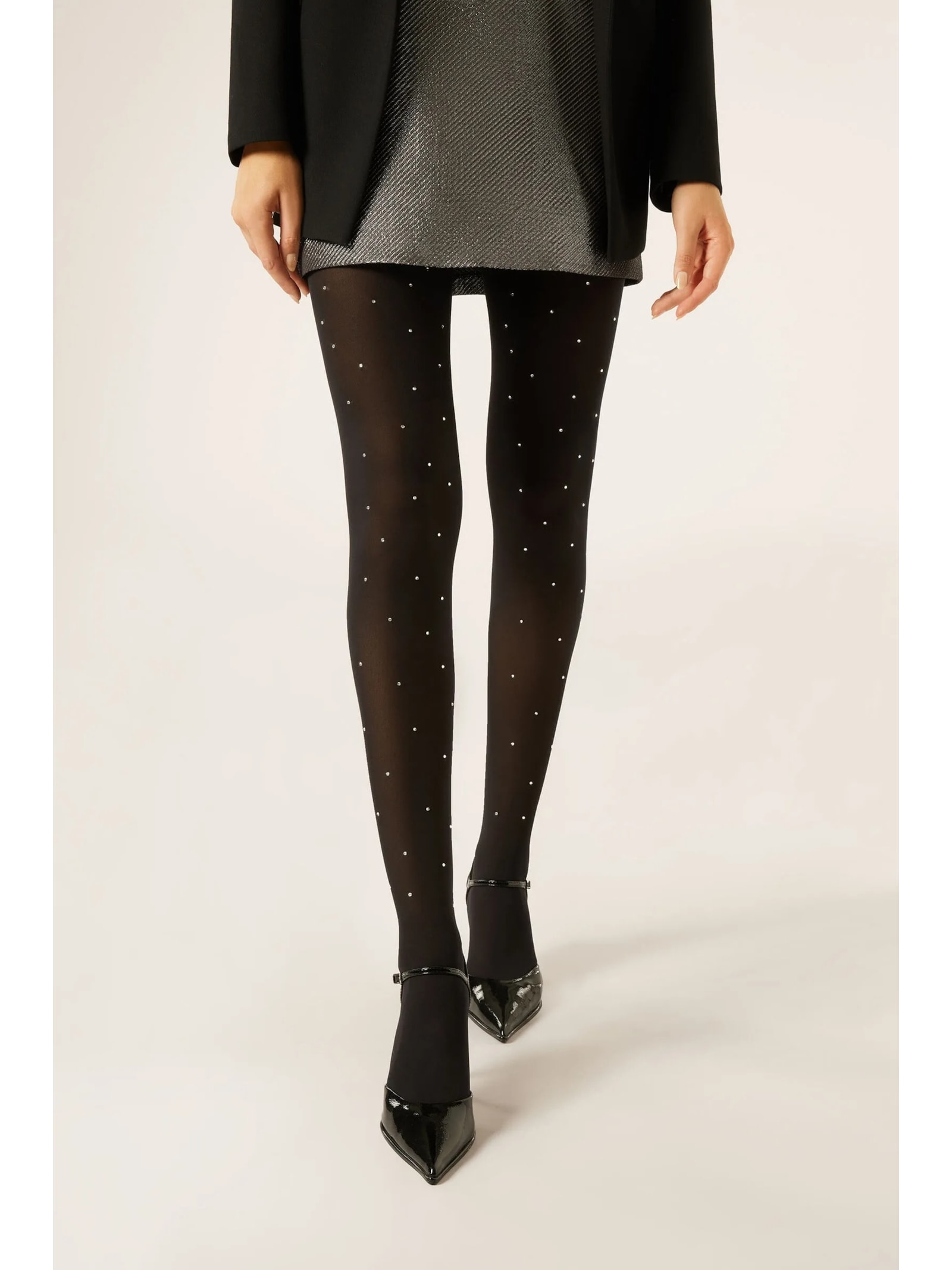 Meia-Calça Opaca Com Strass Preto Calzedonia