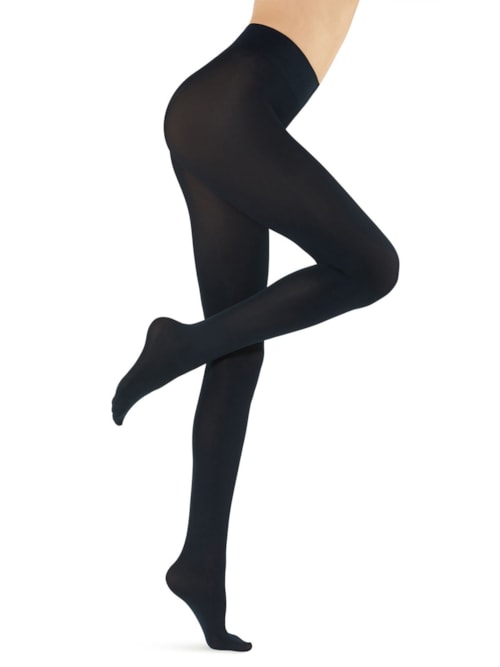 Meia Calça Opaca De Fio 100 Em Algodão e Microfibra – Azul