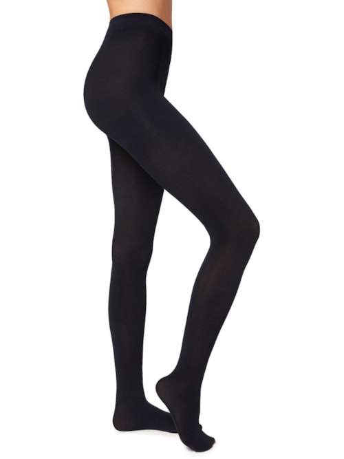 Meia Calça Opaca De Fio 150 Em Algodão Eco – Azul