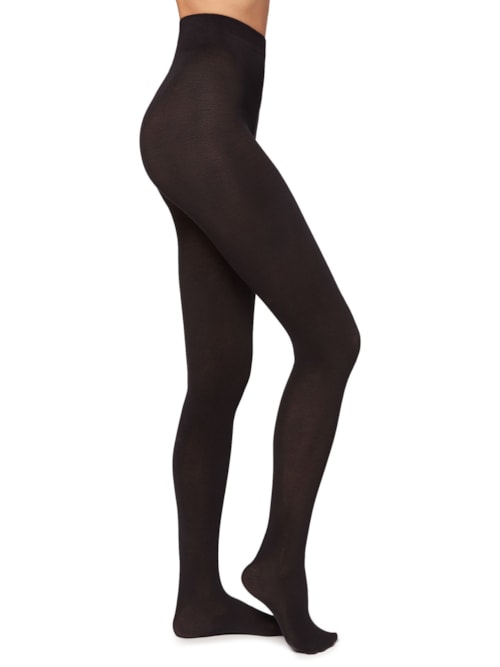 Meia Calça Opaca De Fio 150 Em Algodão Eco – Preto