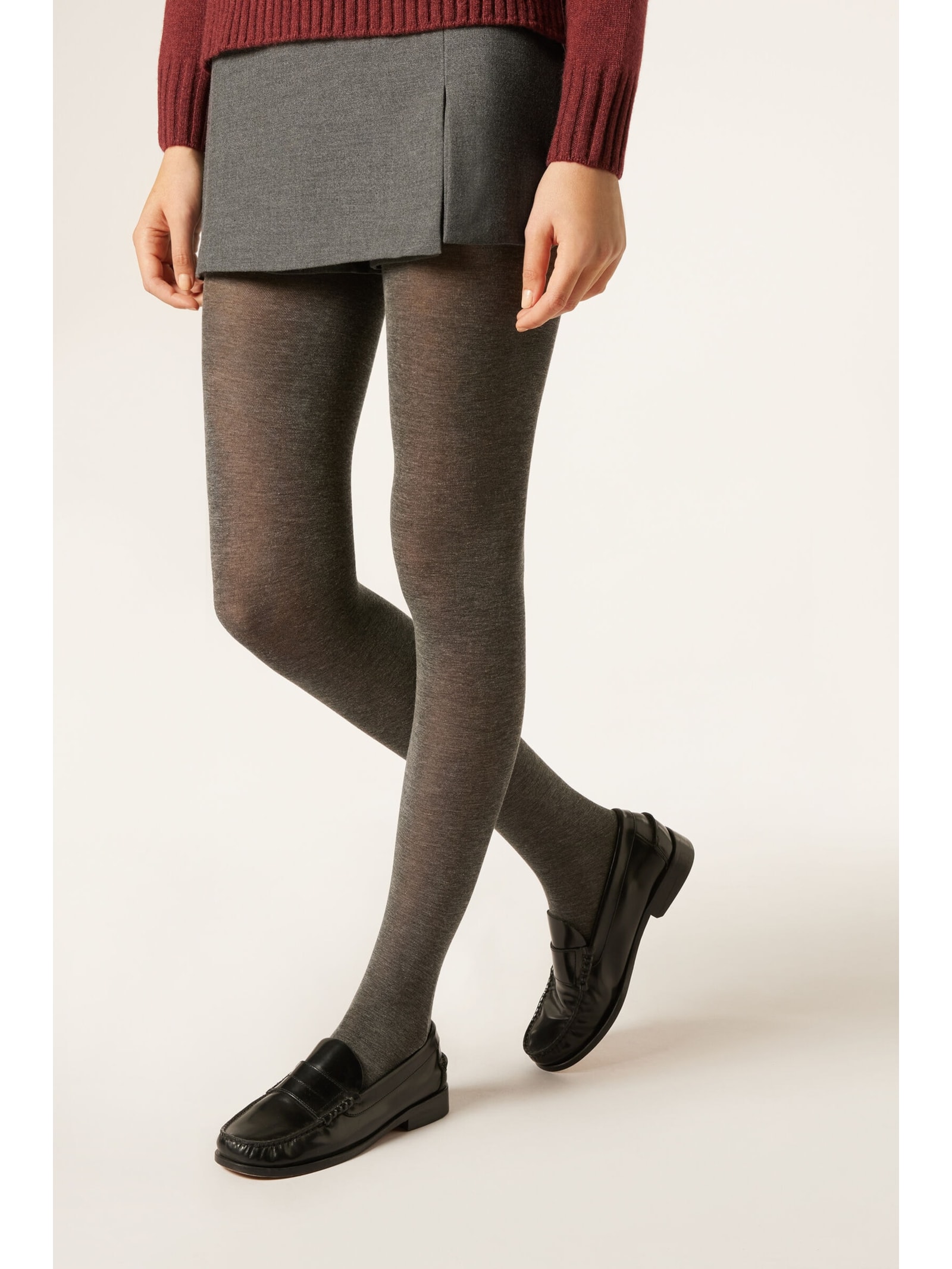 Meia-Calça Opaca Ultralight Com Cashmere Cinza Calzedonia