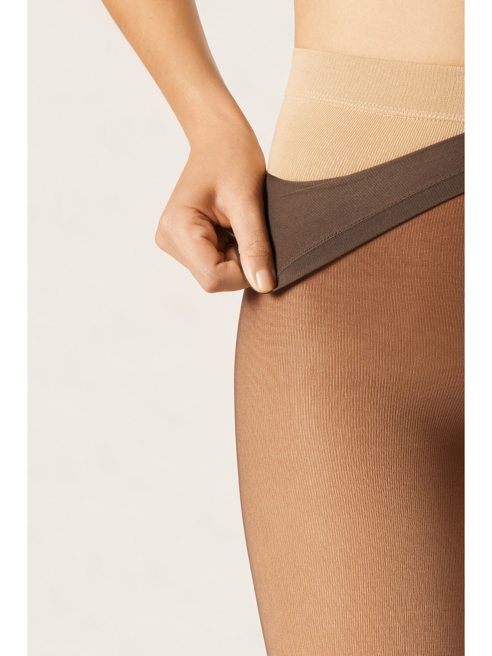 Meia-Calça Térmica Com Efeito Transparente Marrom Calzedonia