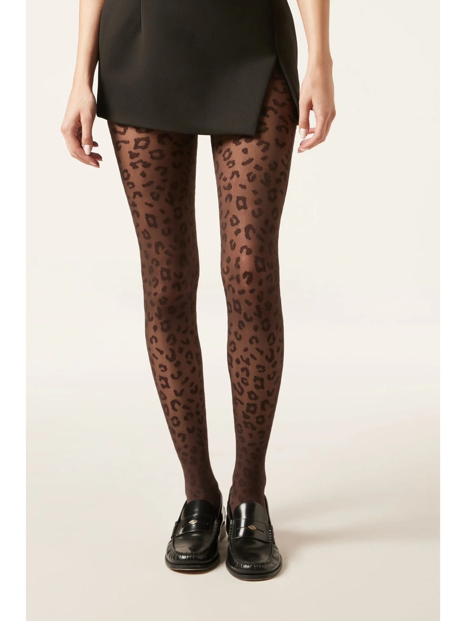 Meia-Calça Transparente Animal Print Marrom Calzedonia