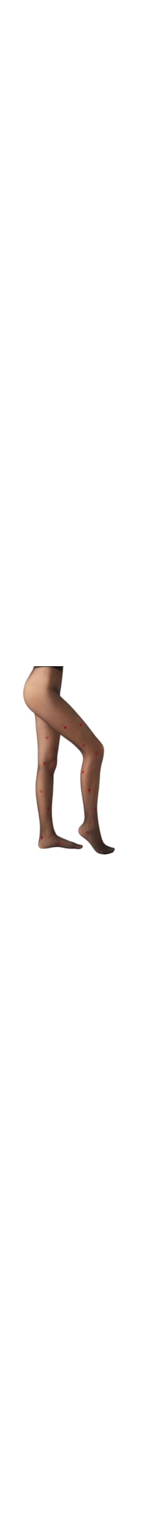 Meia-Calça Transparente Com Corações Fio 30 - Vermelho