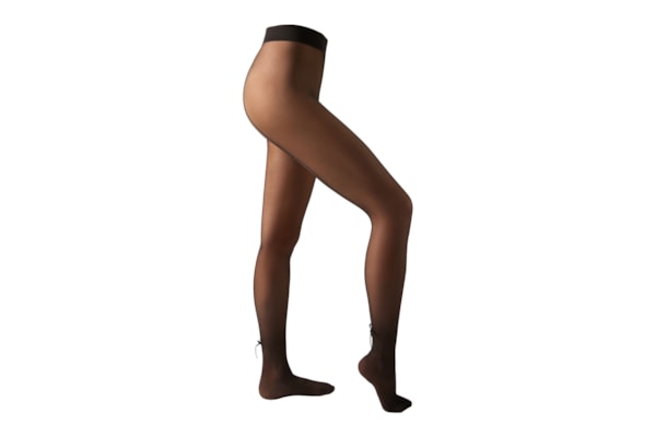 Meia-Calça Transparente Com Linha Posterior e Laço Fio 30 - Preto