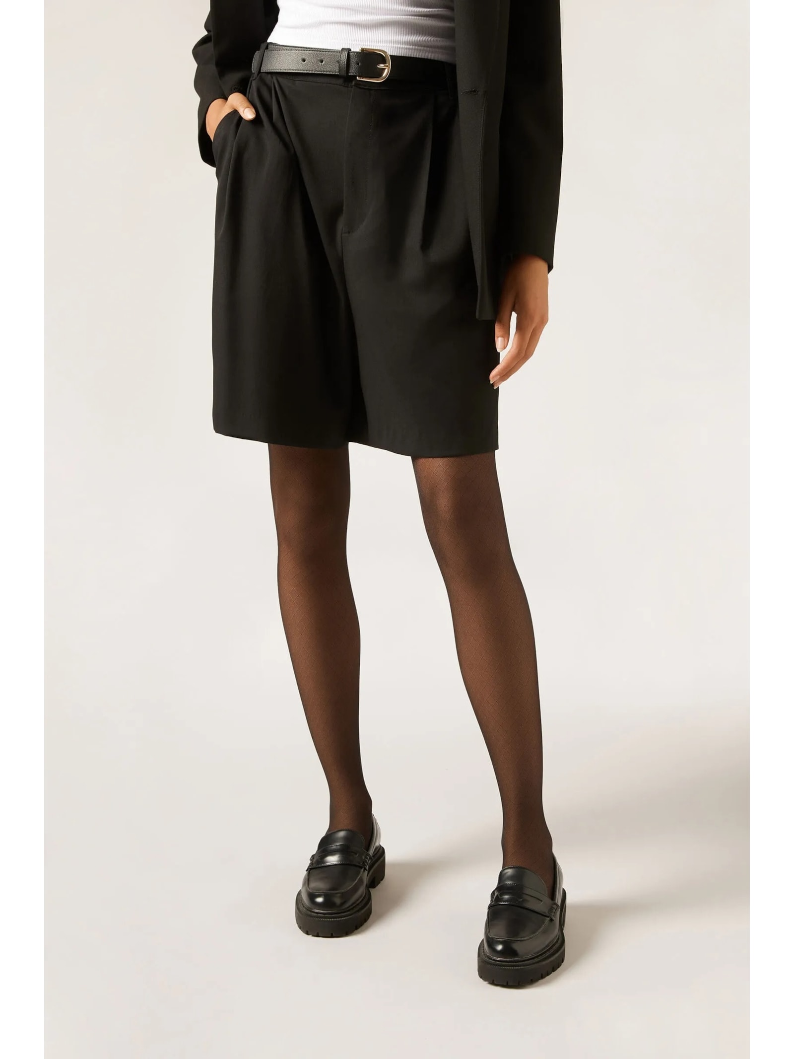 Meia-Calça Transparente Com Losangos Preto Calzedonia