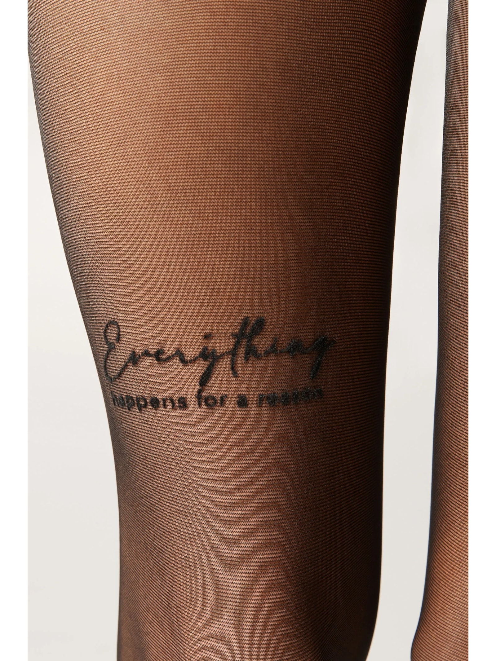 Meia-Calça Transparente Com Mensagem Positive Vibes Preto Calzedonia