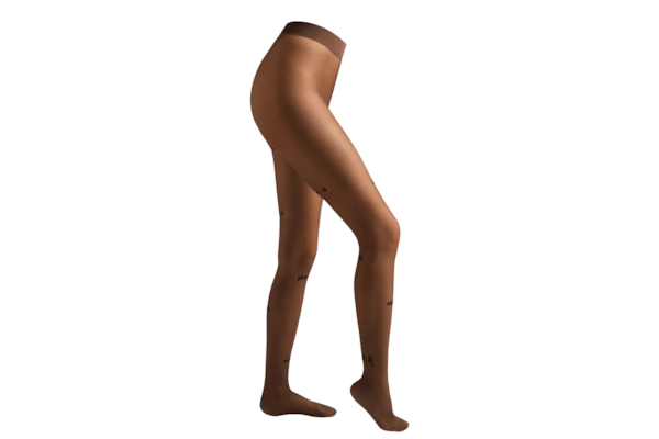 Meia-Calça Transparente Com Mensagem “to Be” - Marrom