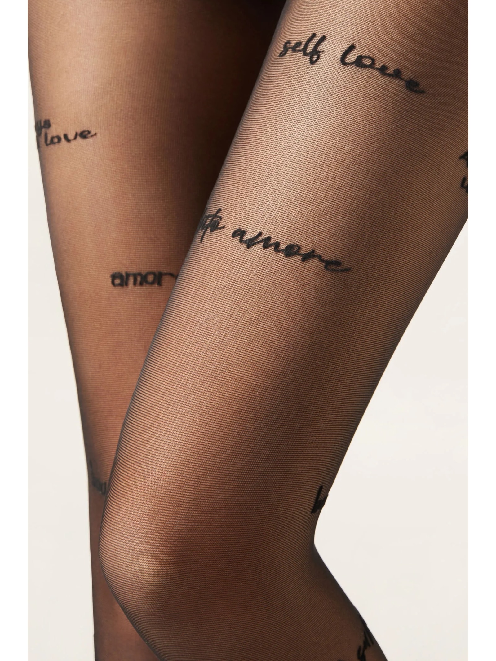 Meia-Calça Transparente Com Mensagens Escritas Fio 30 Preto Calzedonia