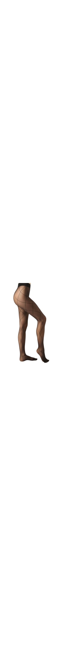 Meia-Calça Transparente Com Padrão Geométrico - Preto