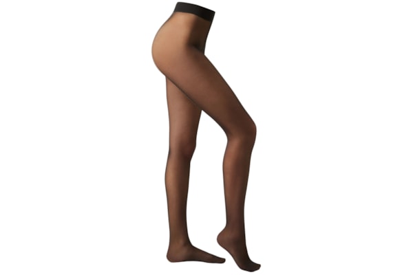 Meia-Calça Transparente Com Posterior Brilhante - Preto