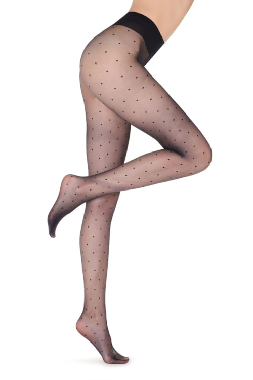 Meia Calça Transparente De Bolinha. – Azul