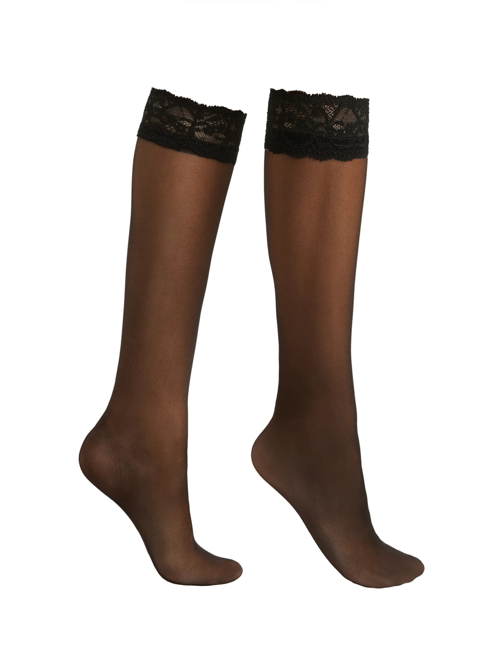 Meia Cinta Liga Com Renda Preto Calzedonia