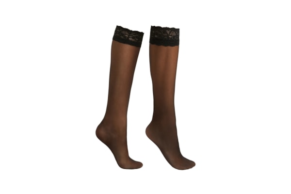 Meia Cinta Liga Com Renda - Preto