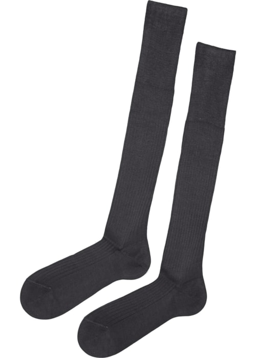 Meia Comprida Canelada Em Fio De Escócia – Cinza